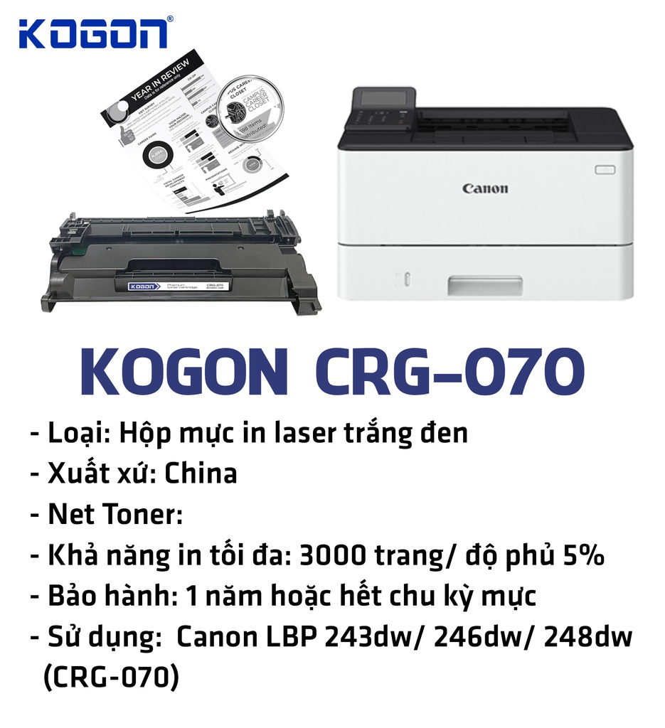 HỘP MỰC IN LASER KOGON CRG-070 (KHÔNG CHIP)