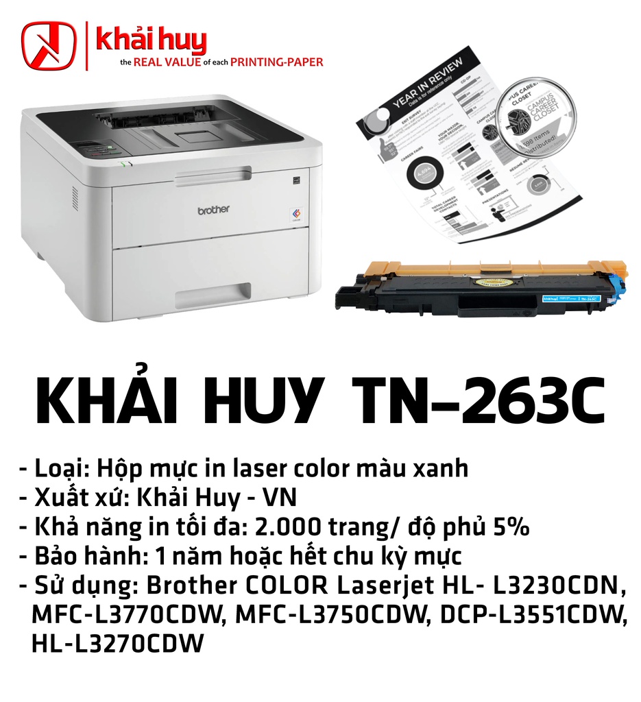 HỘP MỰC IN TONER KHẢI HUY TN-263 CYAN