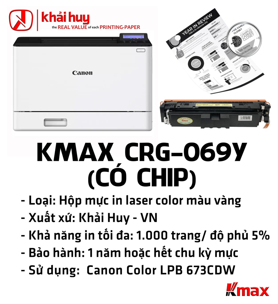 HỘP MỰC IN LASER KMAX CRG-069Y (CÓ CHIP)