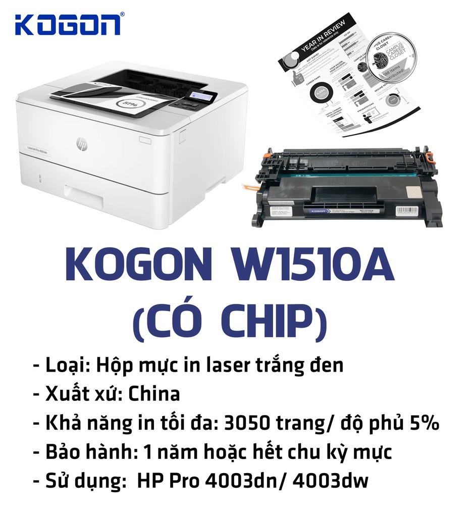 HỘP MỰC IN LASER KOGON W1510A (CÓ CHIP)