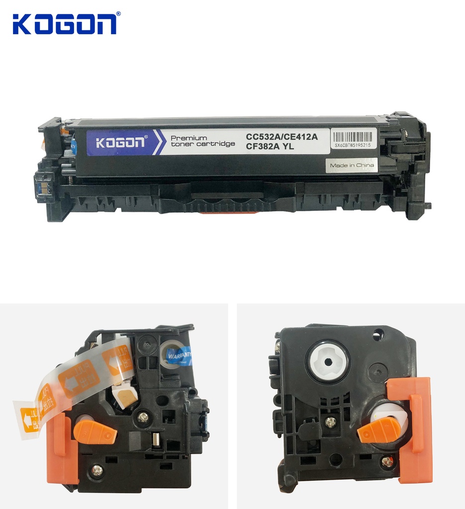 Hộp mực in laser KOGON CC532A/CE412A/CF382A Universal (2.8K, yellow, có chíp) - Dùng cho máy CP2020/ 2025