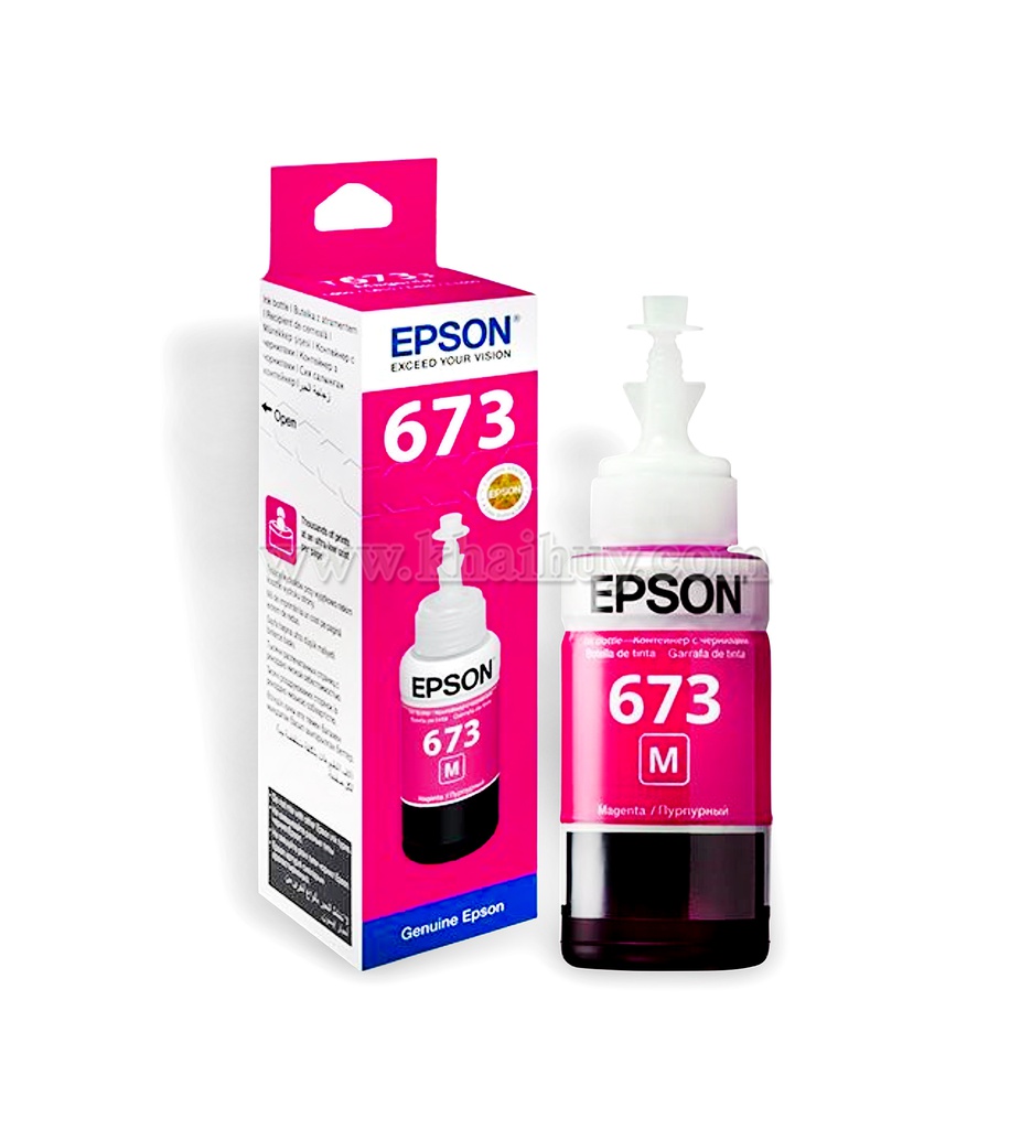 Mực nạp nước EPSON 673M-C13T673300 (70ml, magenta, chính hãng) - Dùng cho hộp mực máy in phun L800/ L805/ L850