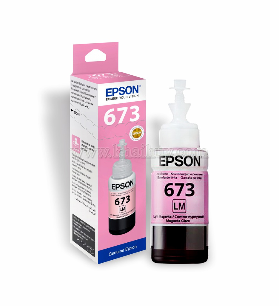 Mực nạp nước EPSON 673LM-C13T673600 (70ml, light magenta, chính hãng) - Dùng cho hộp mực máy in phun L800/ L805/ L850