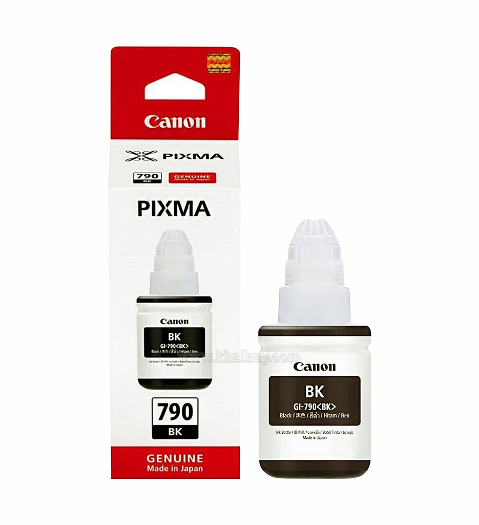 Mực nạp nước CANON GI790BK-0671C001AA (135ml, black, chính hãng) - Dùng cho hộp mực máy in phun G1000/ G1010/ G2000