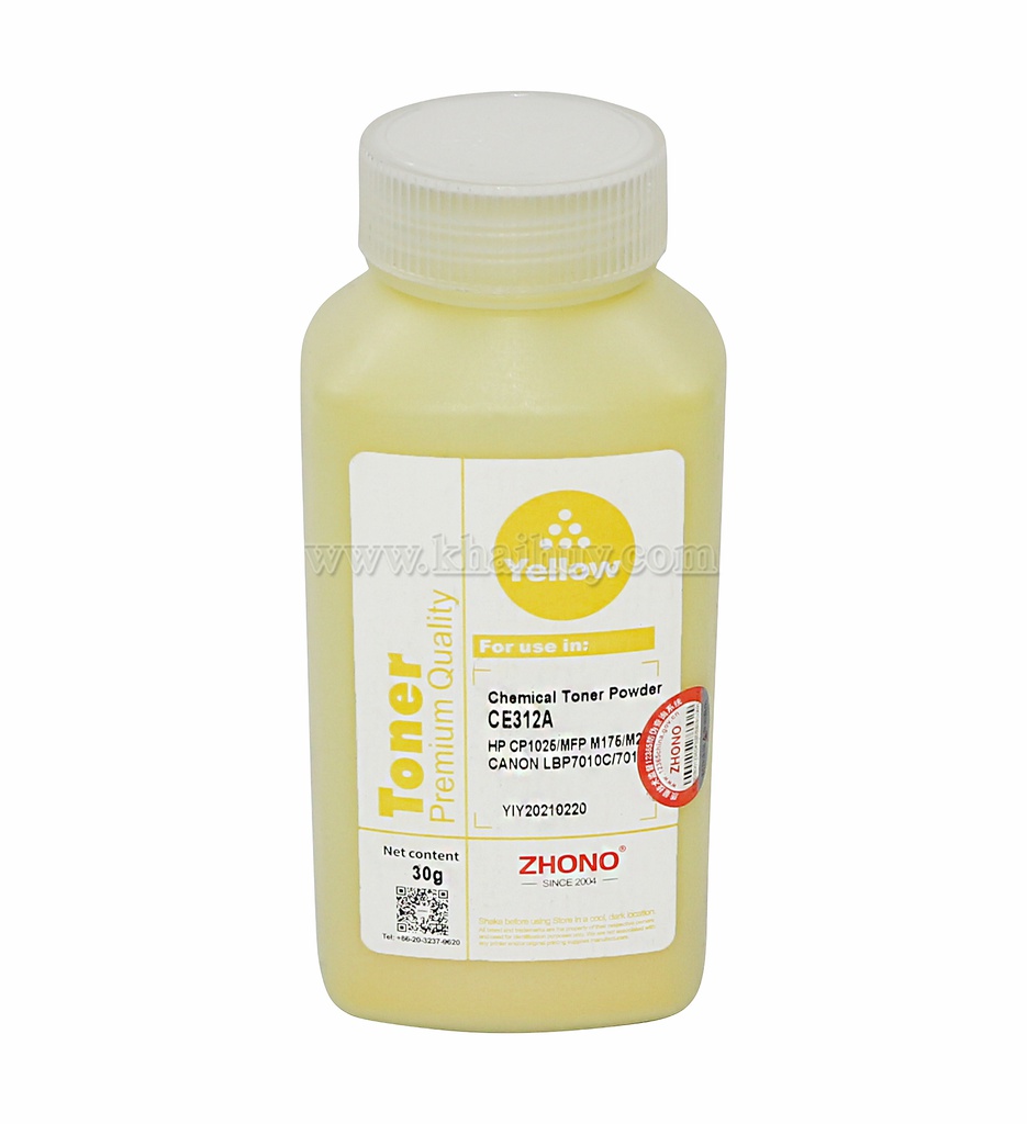 Mực nạp laser ZHONO CE312A (30gr, yellow, không từ) - Dùng cho hộp mực máy in màu CP 1025/ M175 * LBP 7010C