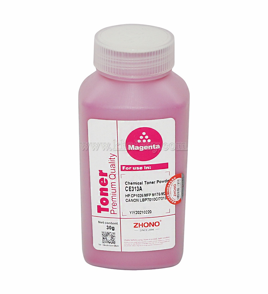 Mực nạp laser ZHONO CE313A (30gr, magenta, không từ) - Dùng cho hộp mực máy in màu CP 1025/ M175 * LBP 7010C