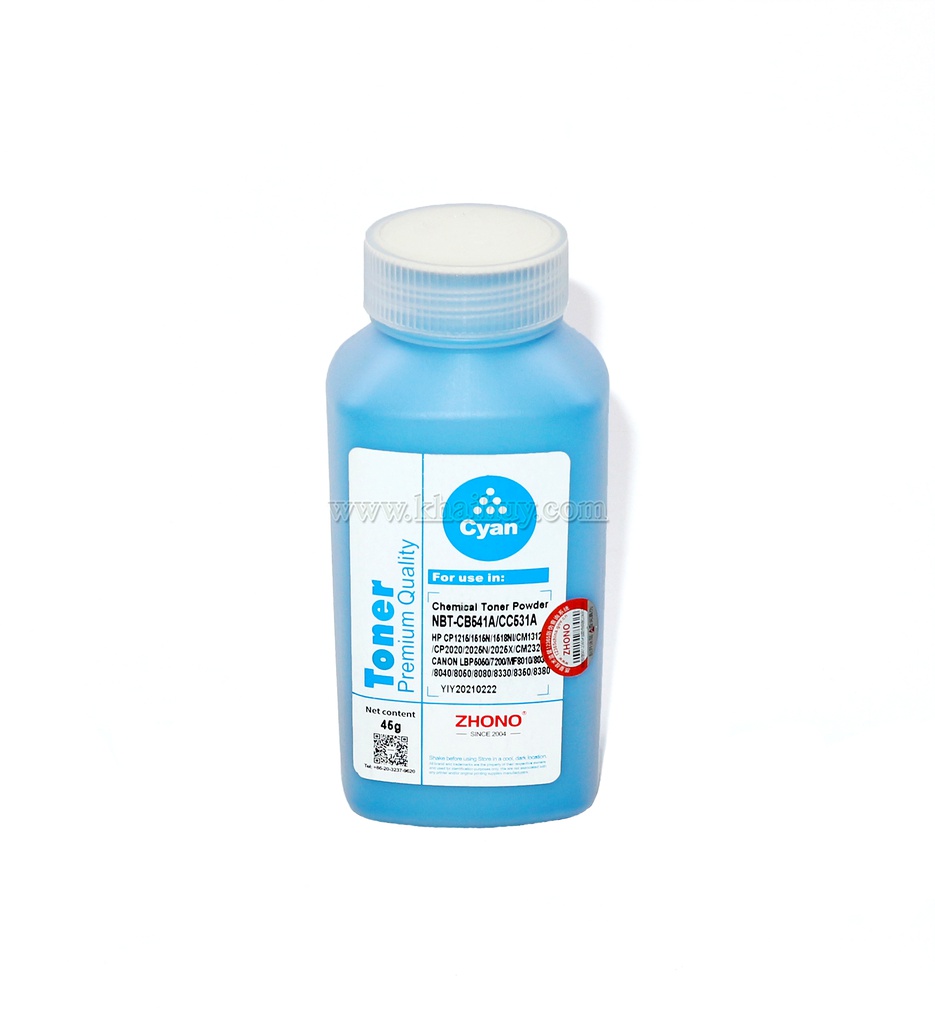 Mực nạp laser ZHONO CB541A/CC531A (45gr, cyan, không từ) - Dùng cho hộp mực máy in màu CP 1215/ 1518n * LBP MF8010