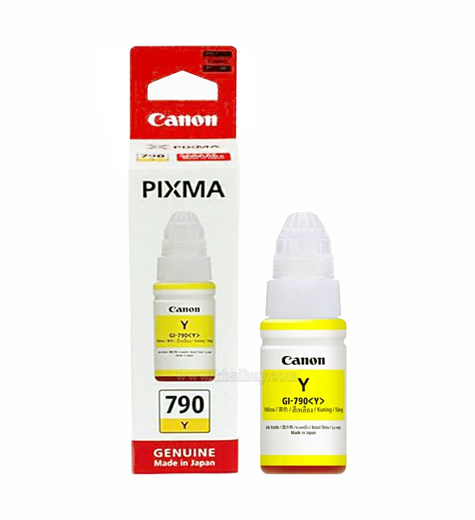Mực nạp nước CANON GI790Y-0674C001AA (70ml, yellow, chính hãng) - Dùng cho hộp mực máy in phun G1000/ G1010/ G2000