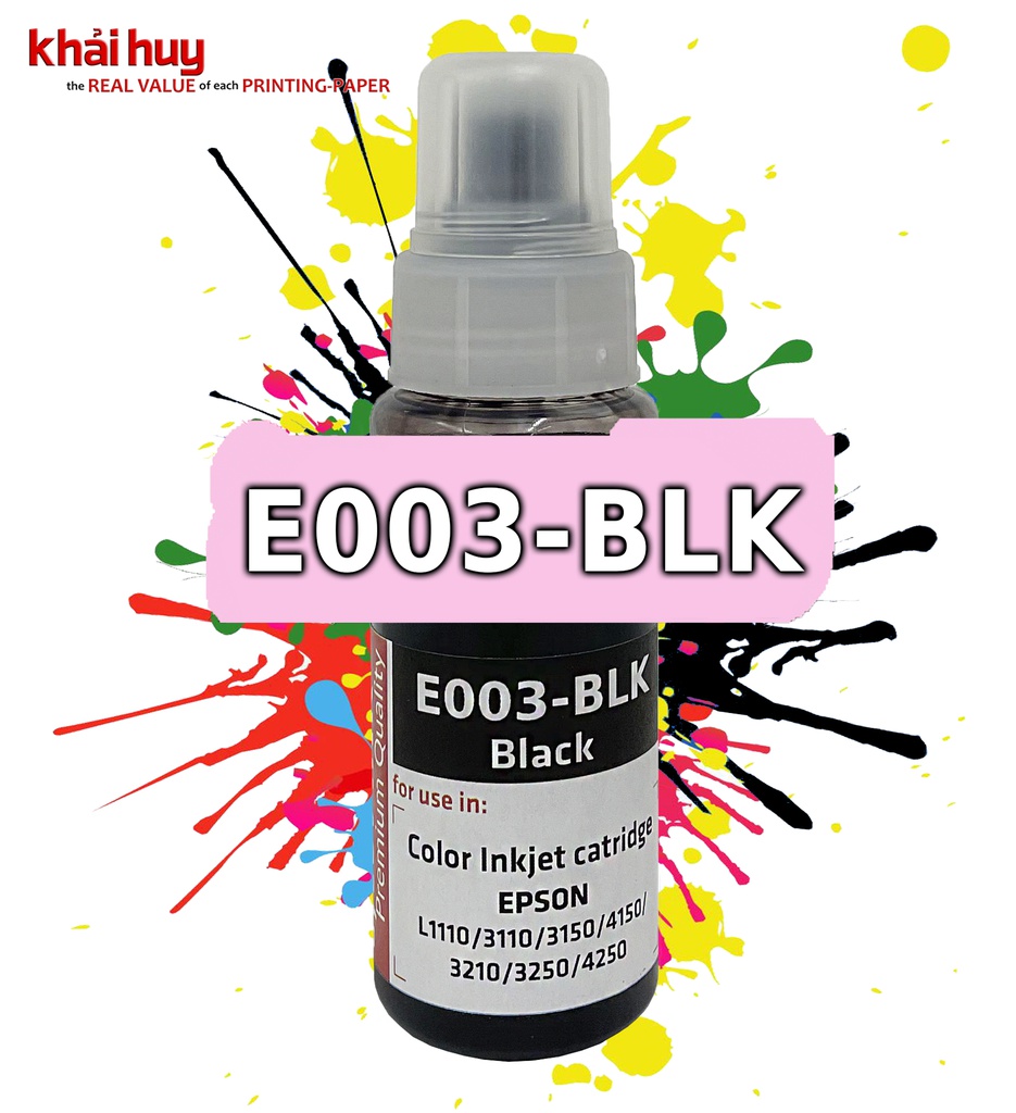 Mực nạp nước KMAX E003BLK-03 (70ml, black, dyeUV) - Dùng cho hộp mực máy in phun L1110/ L3210/ L3250