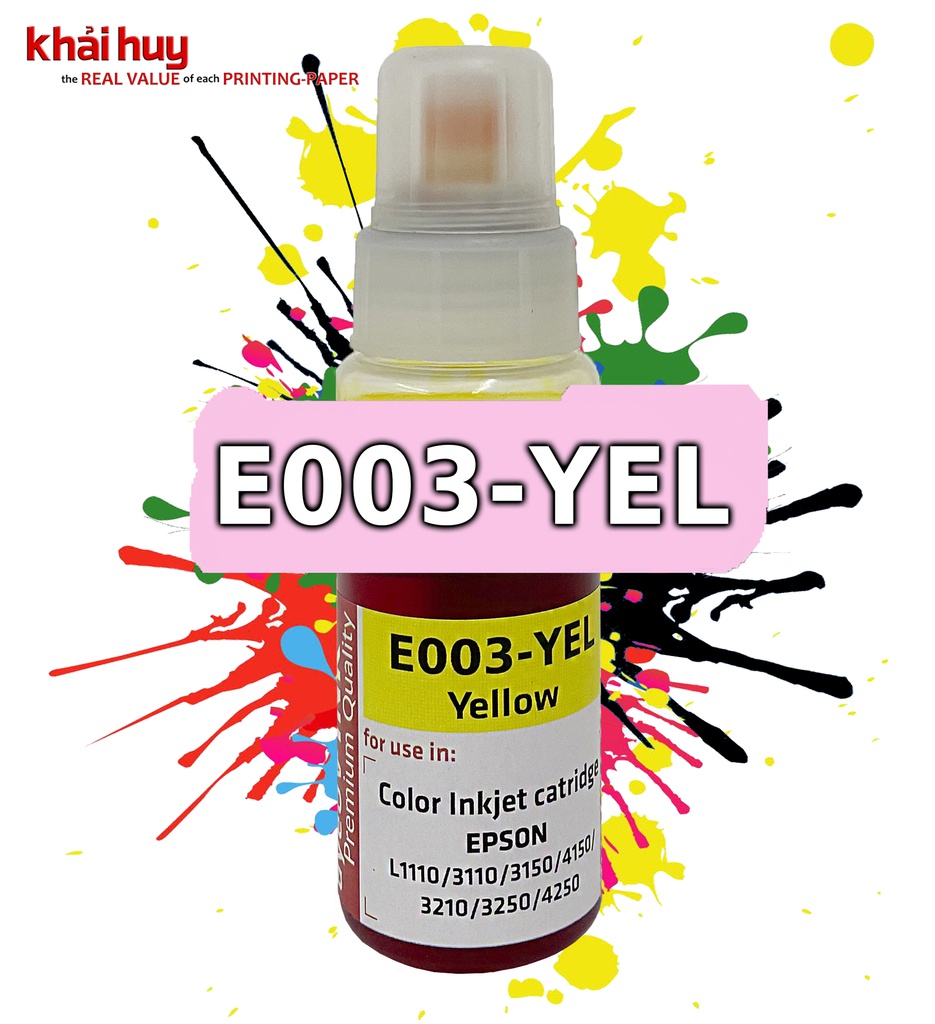 Mực nạp nước KMAX E003YEL-03 (70ml, yellow, dyeUV) - Dùng cho hộp mực máy in phun L1110/ L3210/ L3250