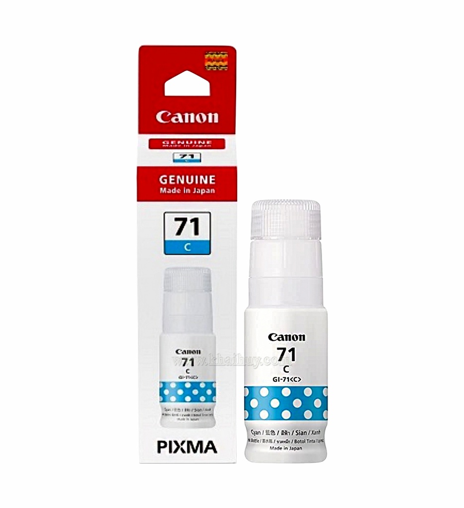 Mực nạp nước CANON GI71C-4553C001AA (70ml, cyan, chính hãng) - Dùng cho hộp mực máy in phun G1000/ G1010/ G2000