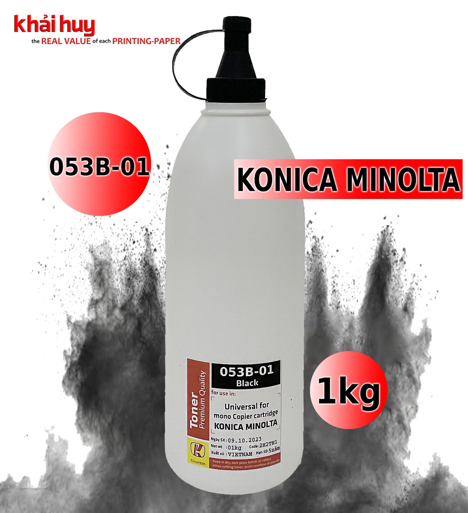 Mực nạp photocopy KMAX 053BLK-01 (1kg, black, không từ) - Dùng cho hộp mực máy Bizhub  227/ 287/ 367