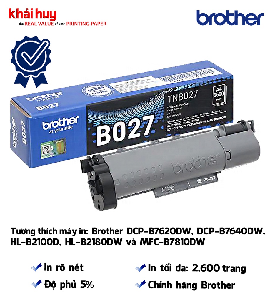 HỘP MỰC IN LASER BROTHER TN-B027 (CHÍNH HÃNG)