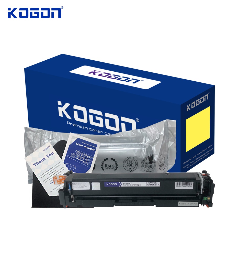 Hộp mực in laser KOGON CF542A/CF402A/CRG-054/045/067 (1.3K, yellow, có chíp) - Dùng cho máy Color M252/ 254 * LBP 612cdw/ 623cw