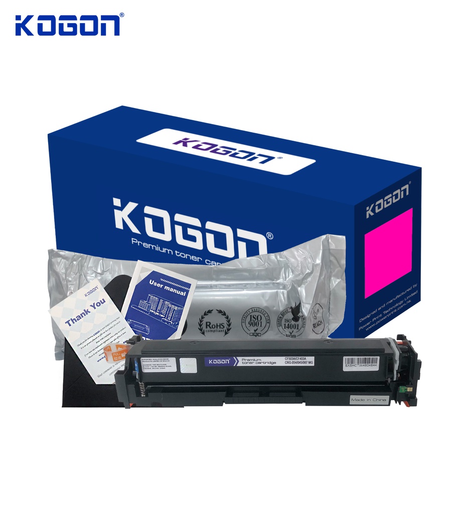 Hộp mực in laser KOGON CF543A/CF403A/CRG-054/045/067 (1.3K, magenta, có chíp) - Dùng cho máy Color M252/ 254 * LBP 612cdw/ 623cw