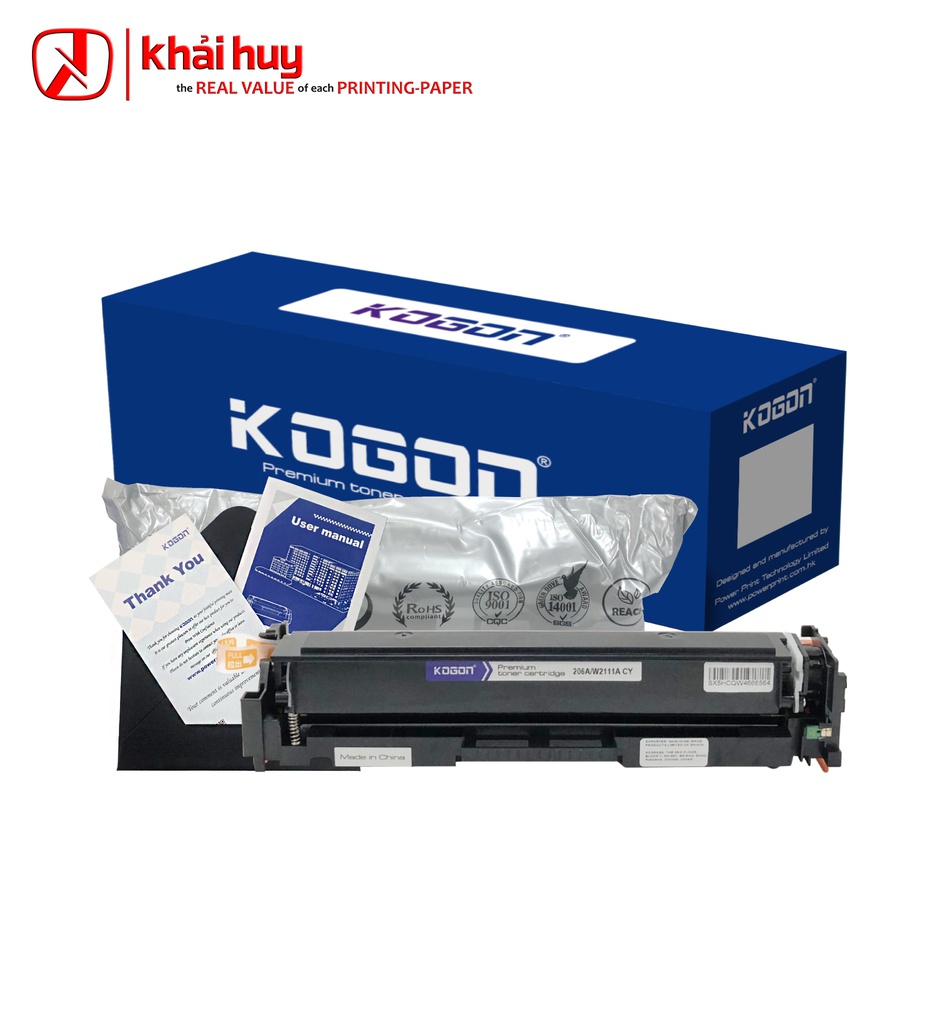 Hộp mực in laser KOGON 206A/W2111A (1.25K, cyan, có chíp) - Dùng cho máy Color M255dw/ 282nw/ 283cdw