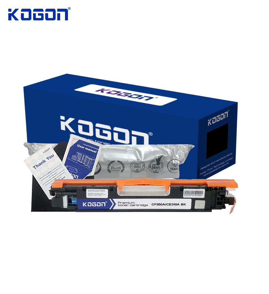 Hộp mực in laser KOGON CF350A/CE310A Universal (1.3K, black, có chíp) - Dùng cho máy Color Pro MFP 176P/ Cp1025/ M275nw