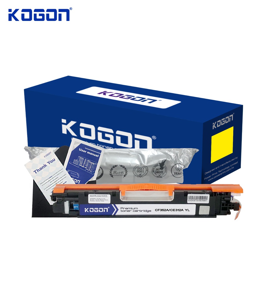 Hộp mực in laser KOGON CF352A/CE312A Universal (1K, yellow, có chíp) - Dùng cho máy Color Pro MFP 176P/ Cp1025/ M275nw