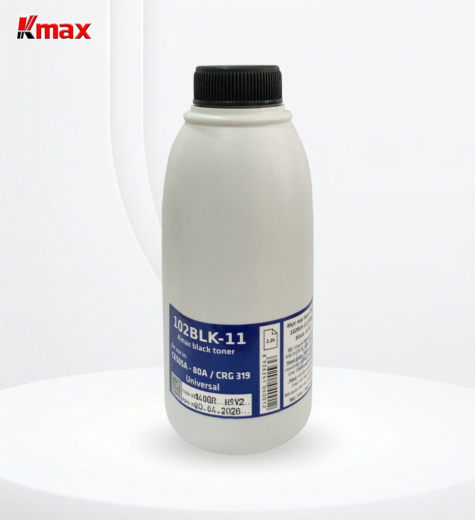 Mực nạp laser KMAX 102BLK-11 (140gr, black, có từ) - Dùng cho hộp mực máy in P2035/ 2055 * LBP 6300