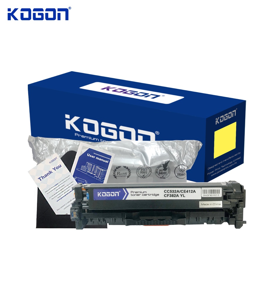 Hộp mực in laser KOGON CC532A/CE412A/CF382A Universal (2.8K, yellow, có chíp) - Dùng cho máy CP2020/ 2025