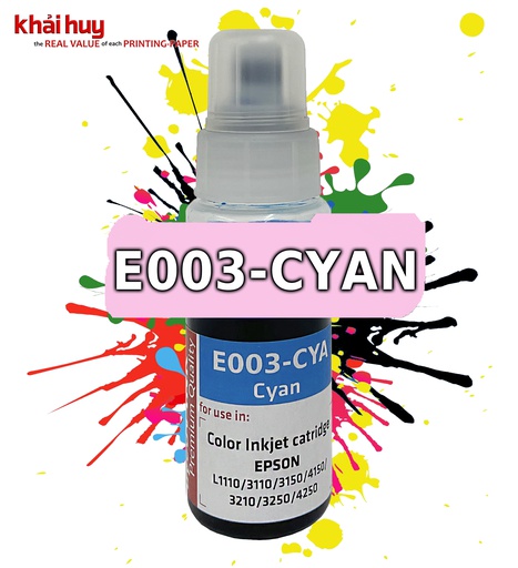 [MNAPPHU1561/18] Mực nạp nước KMAX E003CYA-03 (70ml, cyan, dyeUV) - Dùng cho hộp mực máy in phun L1110/ L3210/ L3250