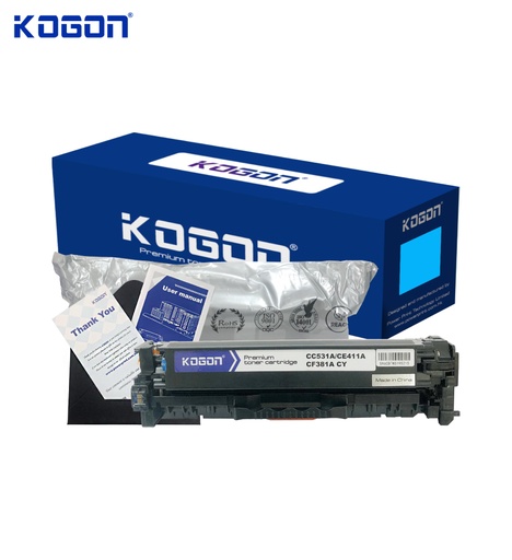 [HMUCLSR1561/408] Hộp mực in laser KOGON CC531A/CE411A/CF381A Universal (2.8K, cyan, có chíp) - Dùng cho máy CP2020/ 2025